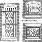 custom-designed late 19th century ornamental riveted joint wrought iron exterior residential salvaged chicago window grille