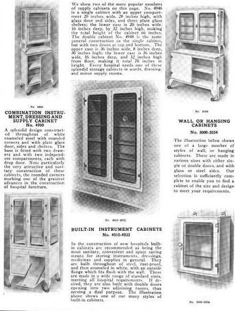 early 1920's antique american medical stationary cold-rolled steel hospital examination room supply cabinet and/or workstation with brushed metal finish