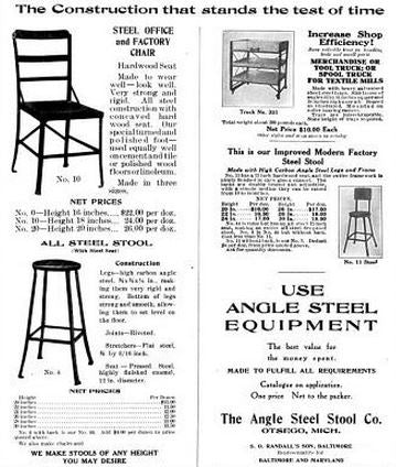 repurposed original c. 1937 vintage american industrial riveted joint angled steel canning factory four-legged sawhorse with newly added old growth poplar wood slab top