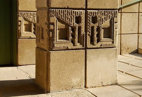 original c. 1924 hollywood hills samuel and harriet freeman house geometric textile block salvaged from the exterior facade during extensive renovations