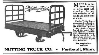 refinished early 20th century oversized "nutting" railroad depot luggage cart or truck with perforated cast iron wheels or casters