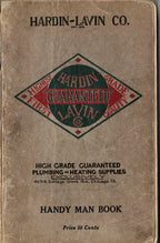 rare digest size softcover 1916 catalog of plumbing and heating supplies, “handy man book” published for hardin-lavin co., chicago, il.