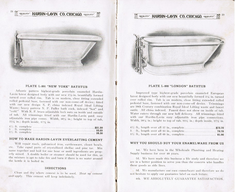 rare digest size softcover 1916 catalog of plumbing and heating supplies, “handy man book” published for hardin-lavin co., chicago, il.
