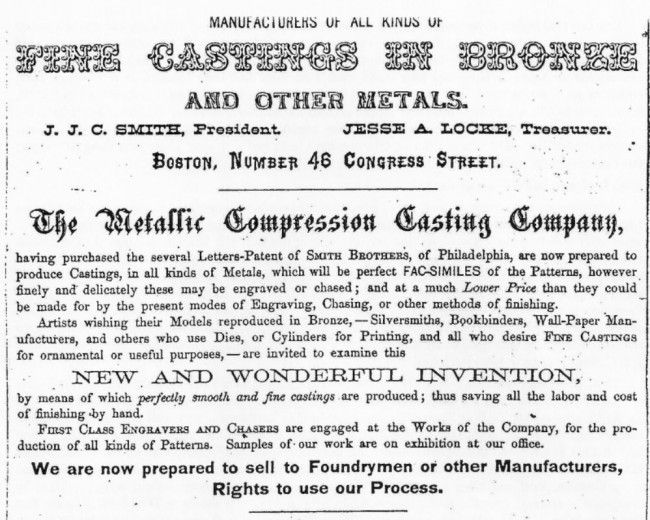 victorian era ornamental cast bronze t-handle style knob hardware manufactured for the metallic compression casting co., in boston, ma.