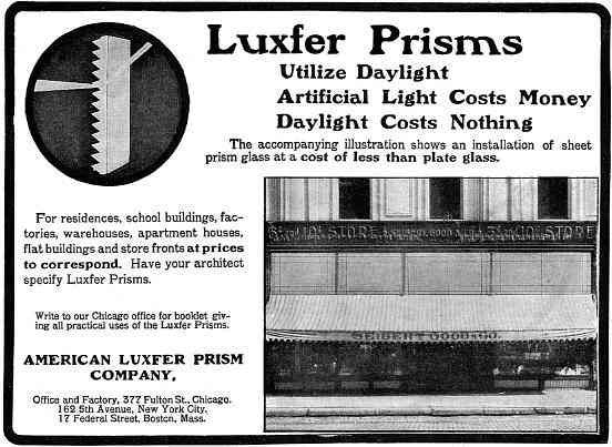 three matching all original early 20th century "sun-purple" luxfer exterior building transom prism tiles designed by frank lloyd wright
