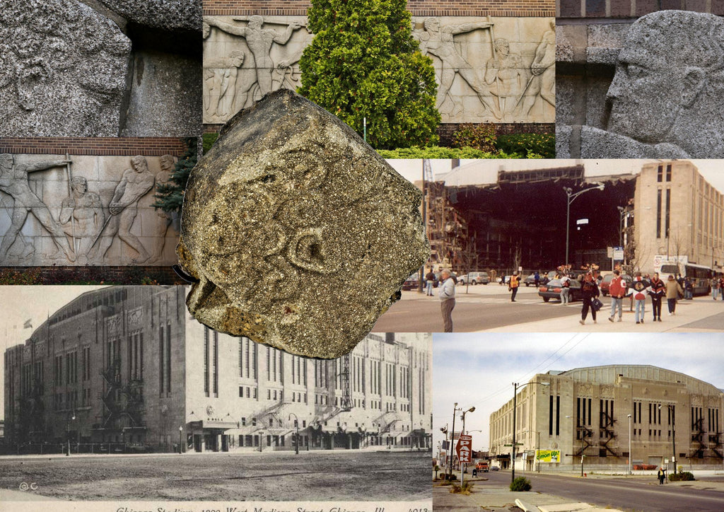 original c. 1929 historically important american art deco style cast concrete chicago stadium exterior frieze panel head fragment