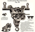 c. 1910-20 antique american industrial cast and/or louden wrought iron hay barn trolley rope pulley and oversized hook