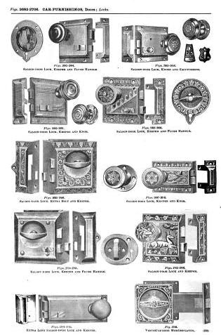 very unique 19th century ornamental cast bronze van gogh-esque pullman train car "saloon" lockset with sliding privacy latch