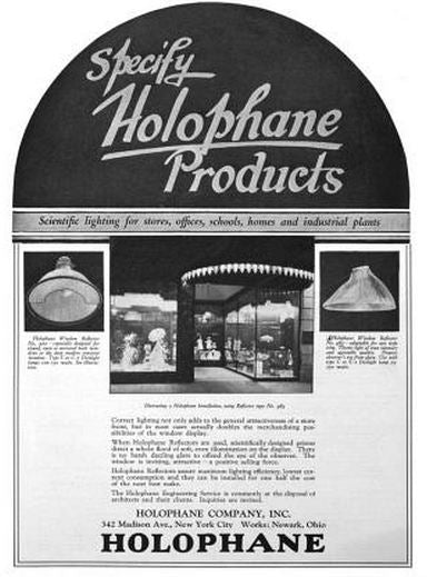 original c. 1918-22 american industrial model "2110-v.f." self-contained reflector-refractor holophane prismatic glass pendant light