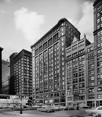 matching set of c. 1893 interior downtown chicago old colony building office door monogrammed cast brass doorknobs with bayleaf border
