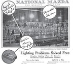 unusually small early 20th century five-light mazda edison tin-lithographed light bulb hardware store counter display with individual sockets and on/off switches