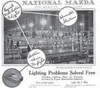 late 1920's original and largely intact oversized mazda brand shopfront hand-painted paper mache incandescent light bulb display