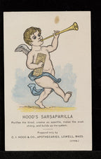 original and intact privy dug c. 1880's blue green glass medicine bottle manufactured for c.i. hood & co. in lowell, mass.