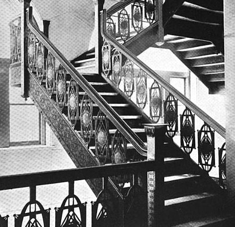 museum-quality 19th century copper-plated cast iron chicago stock exchange interior staircase louis sullivan-designed stringer section