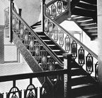 nice-sized original late 19th century chicago stock exchange building interior copper-plated ornamental cast iron staircase stringer