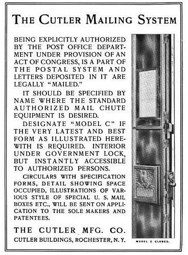 fantastic early 20th century ornamental copper-plated cast iron reliance building lobby "cutler" mail collection box with hinged door