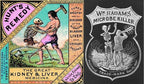 rare late 19th century antique american medical dark amber or brown glass "radam's microbe killer" embossed medicinal bottle with tooled plain lip