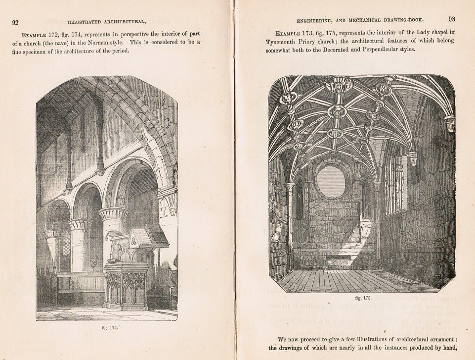 rare casebound ward lock & tyler educational series, “the illustrated architectural and engineering drawing book”, by robert scott burn, published by ward, lock & co., in london and and new york.