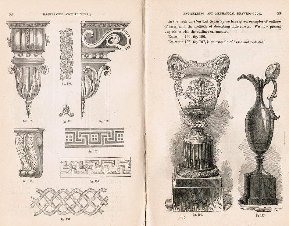 rare casebound ward lock & tyler educational series, “the illustrated architectural and engineering drawing book”, by robert scott burn, published by ward, lock & co., in london and and new york.