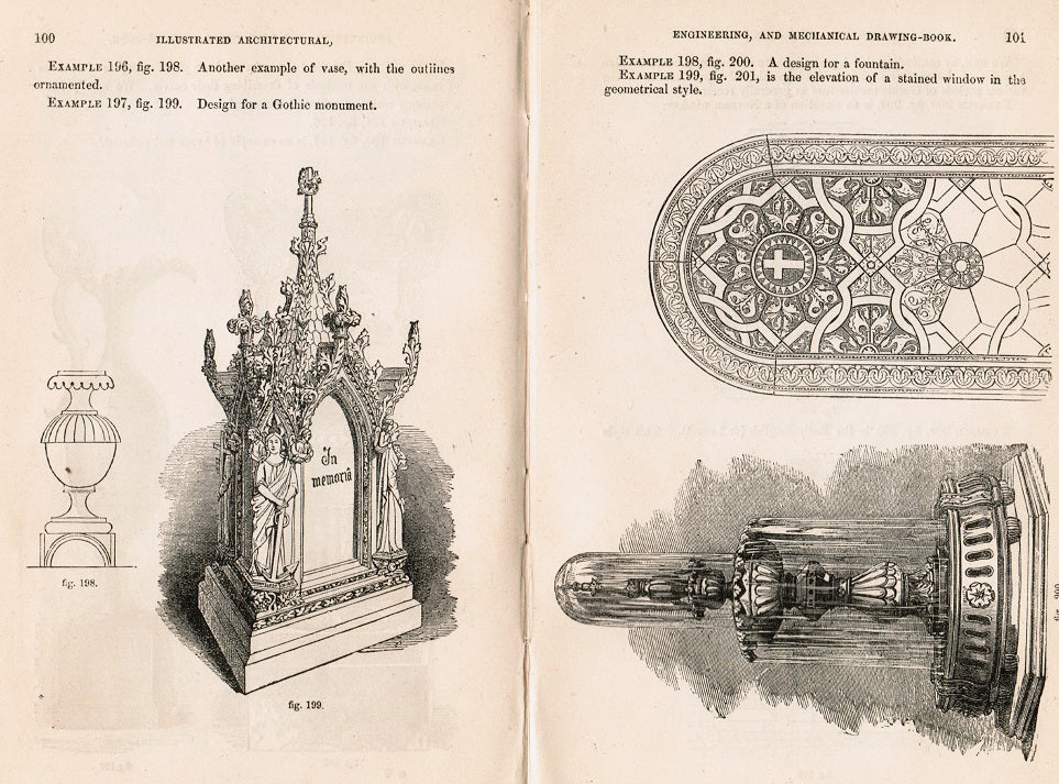 rare casebound ward lock & tyler educational series, “the illustrated architectural and engineering drawing book”, by robert scott burn, published by ward, lock & co., in london and and new york.