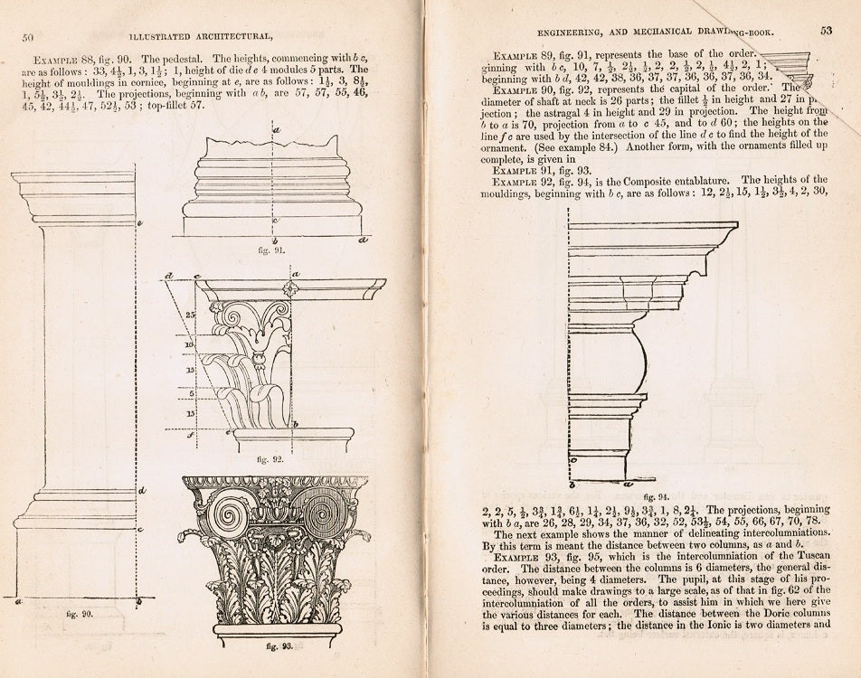 rare casebound ward lock & tyler educational series, “the illustrated architectural and engineering drawing book”, by robert scott burn, published by ward, lock & co., in london and and new york.