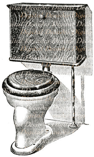 original c. 1890's antique american salvaged chicago solid oak wood residential bathroom water closet or toilet seat with intact cast bronze mounting bracket