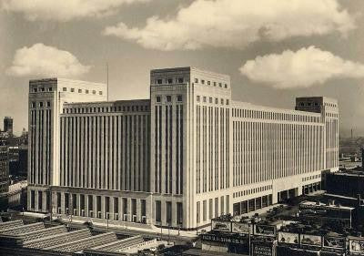 historically important american depression era antique american interior chicago main post office building lobby cast brass elevator up/down indicator with deeply etched arrows