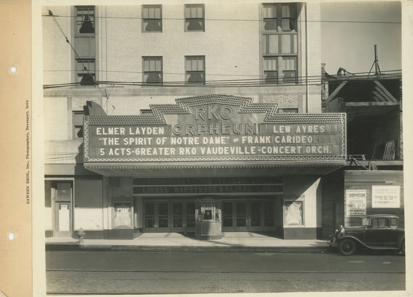original set of original bawden brothers photographic prints of graven and mayger's rko orpheum theater, located in davenport, ia.