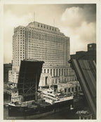 group of early 20th century kaufamnn and fabry silver gelatin prints of chicago buildings, boats, and bridges