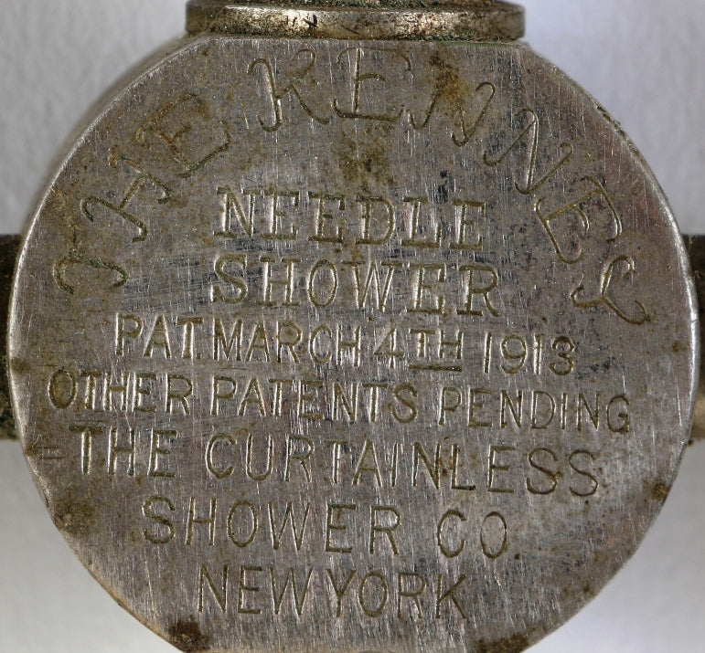 original rare and highly sought after early american nickel-plated "niagara model" interior residential lavatory kenney needle shower with four shower heads