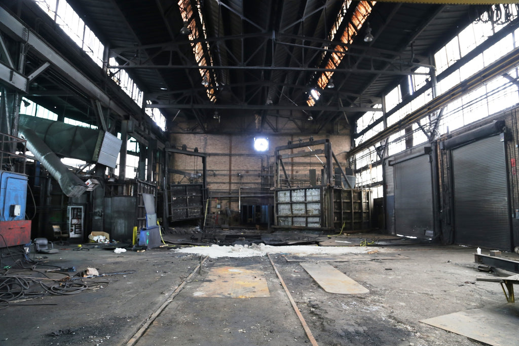 matching set of american vintage industrial notable chicago foundry railway track repurposed bookends with a brushed metal finish