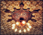 incredibly rare late 19th century oversized ornamental copper-plated cast iron guaranty building interior lobby ceiling medallion with richly ornate foliage