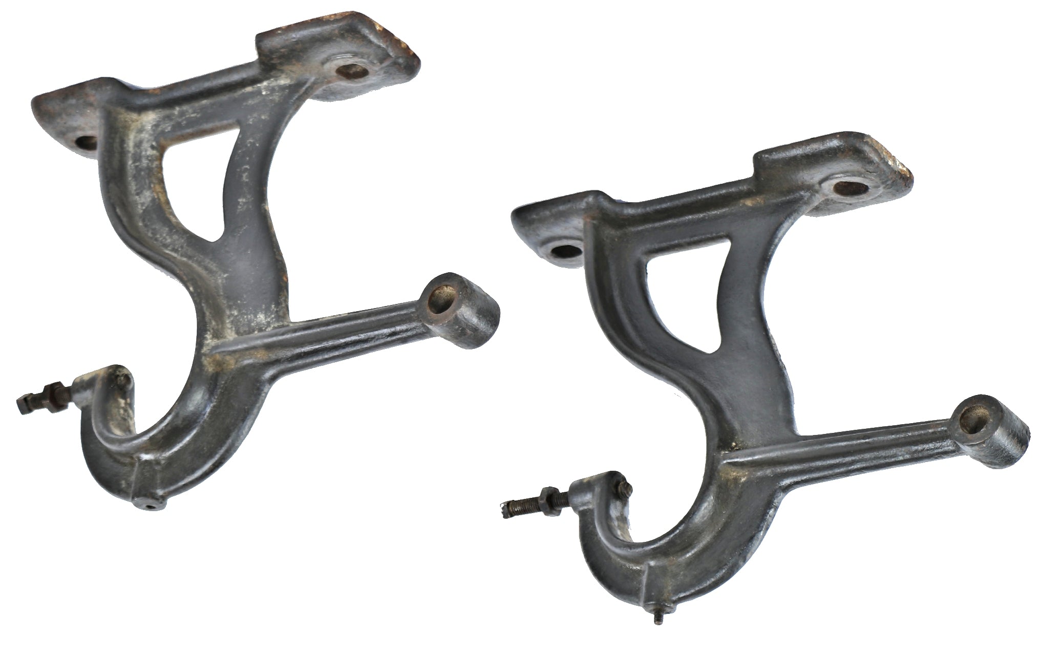 matching set of heavy duty antique american industrial refinished cast iron chicago factory machine shop line shaft pulley brackets