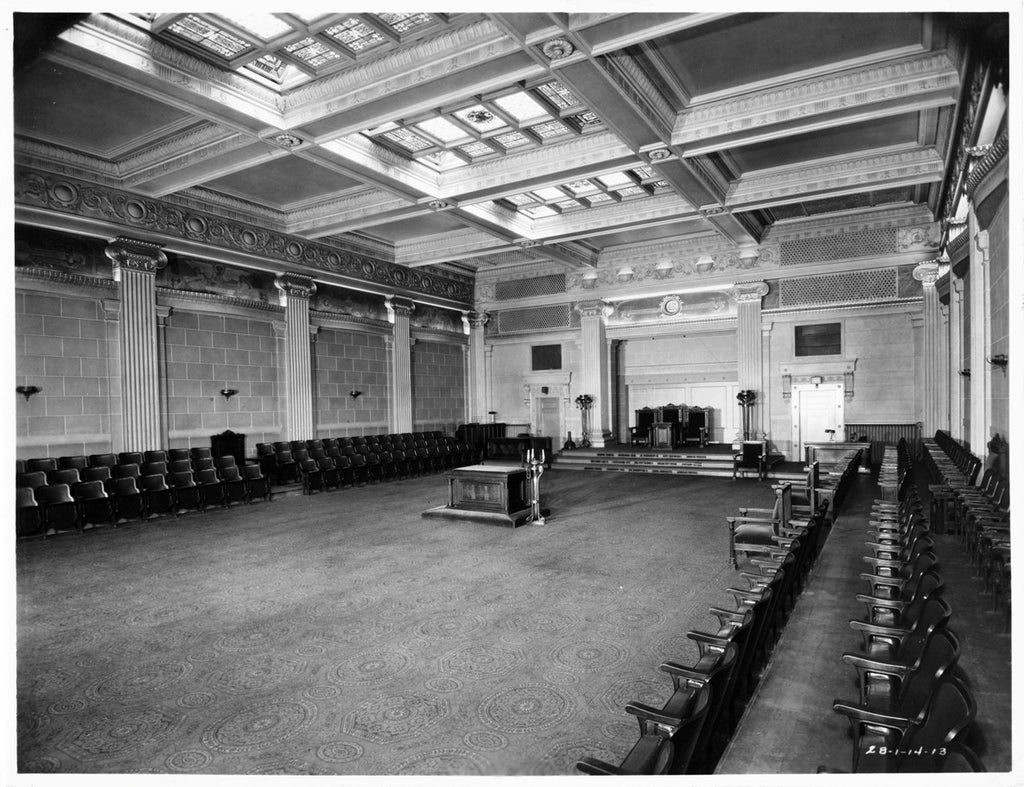 early 20th century prairie school style leaded art glass logan square masonic temple "ionian hall" interior skylight with original wood sash frame