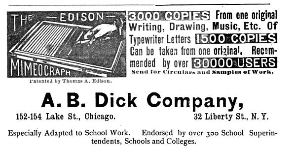 early 1920's vintage american industrial "edison-dick" illuminated mimeoscope with three-legged cast iron base