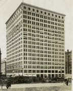 four matching early 20th century ornamental cast bronze railway exchange or sante fe building exterior pilasters