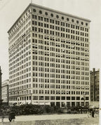group of six matching historically important ornamental cast bronze railway exchange building pilasters