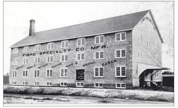 reinforced c. 1950's original american industrial orange vulcanized fiber garment factory parts storage tote or bin with placard holder