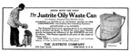 hard to find early "justrite" stationary cylindrical-shaped galvanized steel foot-operated oily waste can salvaged from a chicago public school boiler room