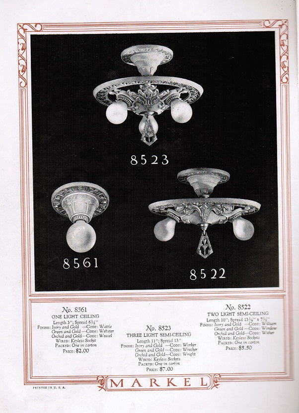highly illustrated early 20th century markel electric products artistic lighting equipment catalog