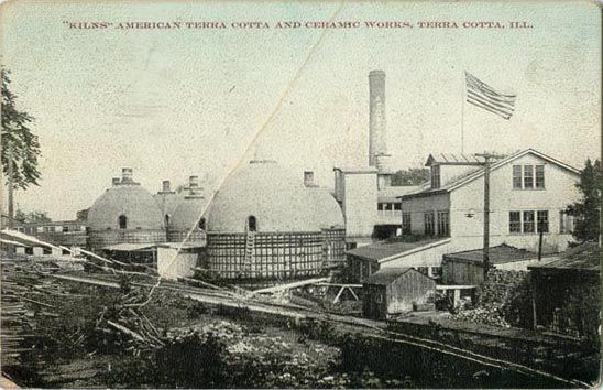 Unique polychromed slip glaze oversized exterior chicago commercial building "sullivanesque" terra cotta cartouche