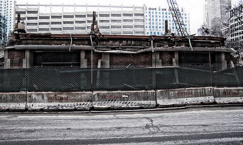 set of three c. 1940's vintage american industrial green porcelain enameled steel reflectors salvaged from the non-extant cbs studios building