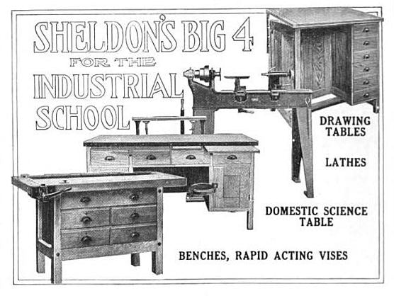 hard to find early 20th century american industrial double-sided carpenter cherry wood workbench with "rapid acting" iron vises
