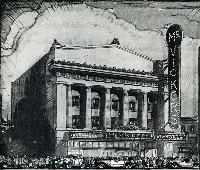 c. 1922 historically important monogrammed theater cast iron seat plaque removed from the non-extant mcvickers theater prior to demolition in 1985