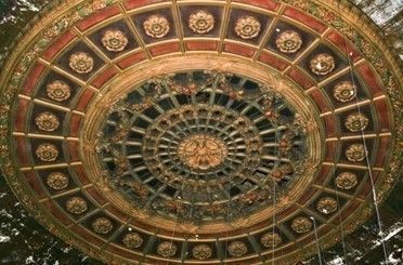 original polychrome enameled interior cast plaster lawndale theater ceiling rosette executed by the decorators supply company