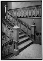 single 19th century museum-quality original interior ornamental cast iron neoclassical style leiter ii building double-sided staircase baluster panel with scalloped center