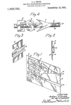 three matching baked black enameled c. 1930's original single-sided diminutive cast aluminum theater marquee apostrophe punctuation mark signs