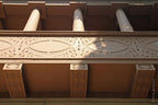 late 19th century american james charnley residence exterior brown painted pine wood exterior balcony frieze panel with intricate gothic style fret sawn design motifs