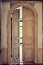 matching set of massive original c. 1929 allen loeb mansion interior lightly stained arched or round top paneled pine wood doors