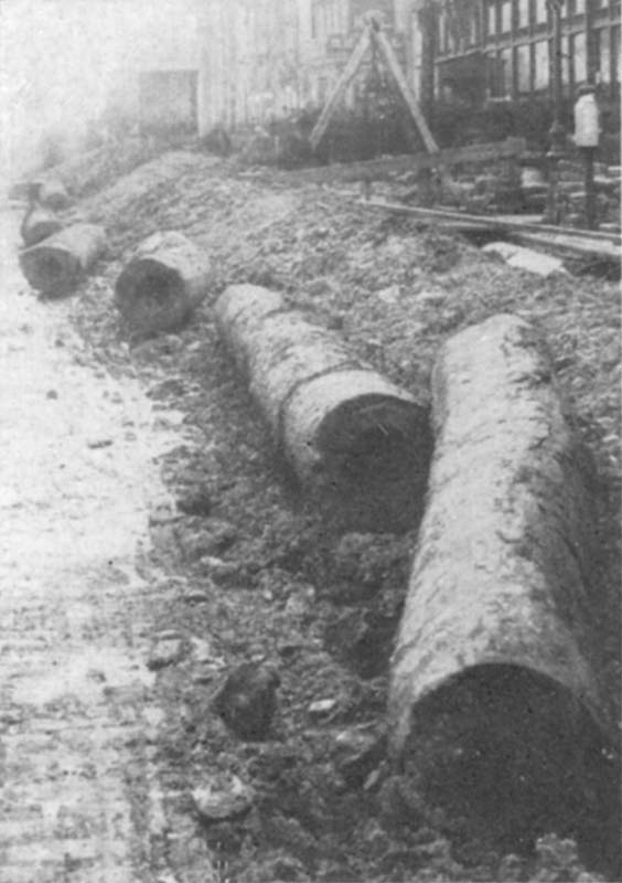 unusual early 19th century antique american industrial unearthed manhattan sewer pipe wood fragment discovered at an excavation site long ago